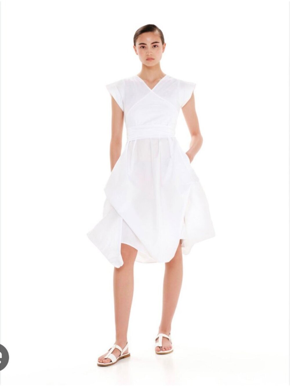 Ioanna Kourbela “Snow White” White Cotton Wrap Dress | Size Large - Picture 2 of 4